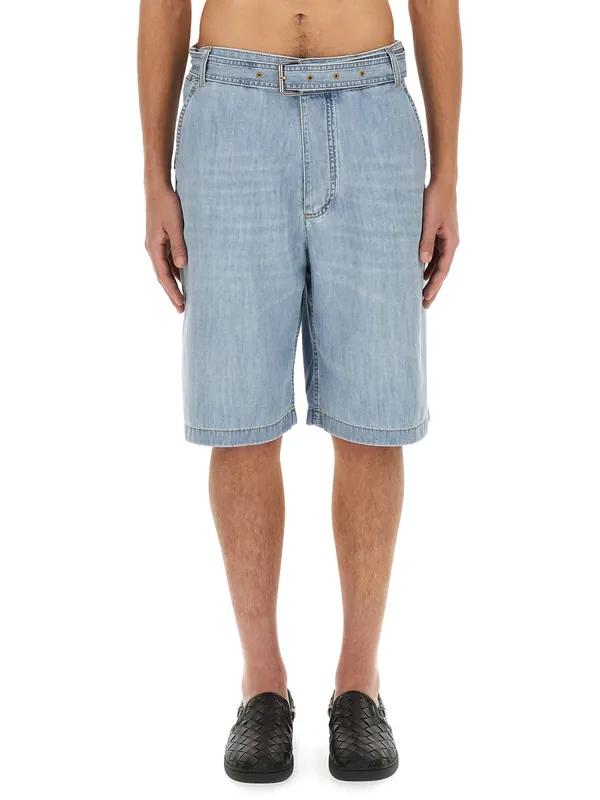 Denim Bermuda Shorts - Bottega Veneta