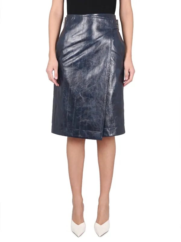Leather Midi Skirt - Bottega Veneta