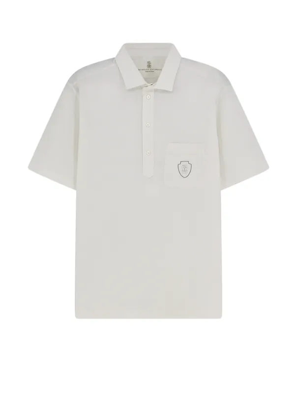Virgin Wool Polo Shirt With Front Logo Patch - Brunello Cucinelli
