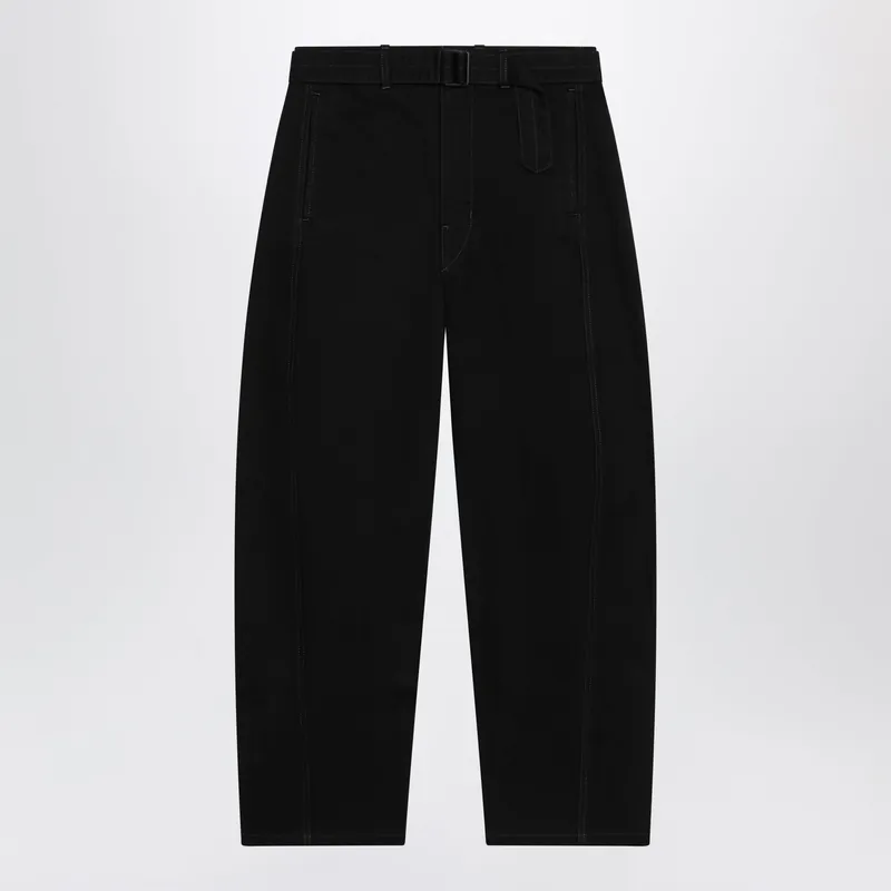 Black Cotton Trousers With Belt - Lemaire