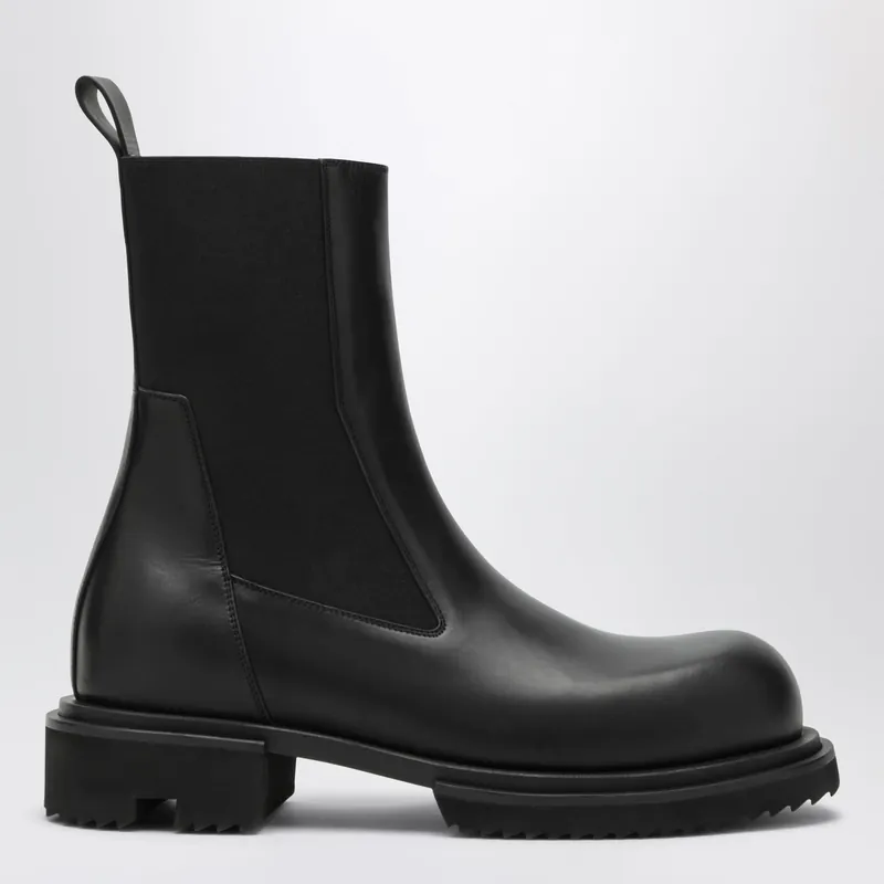 Tower Beatle Gabe Boots In Black Leather - Rick Owens