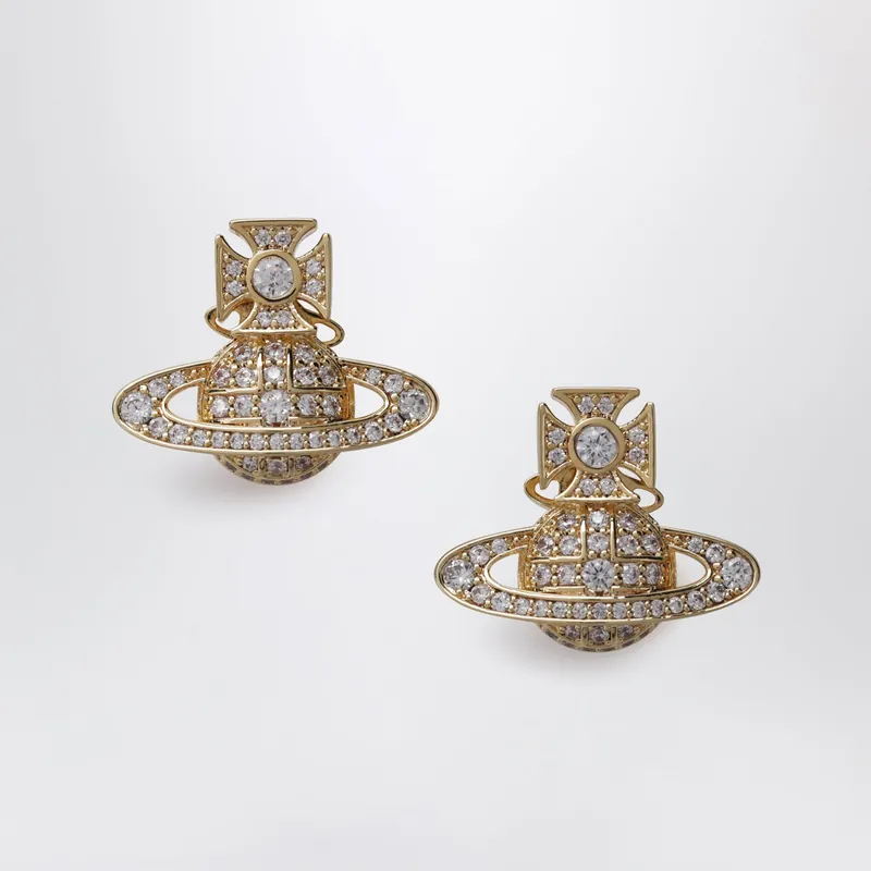 Orb Earrings In Gold-Tone Metal With Crystals