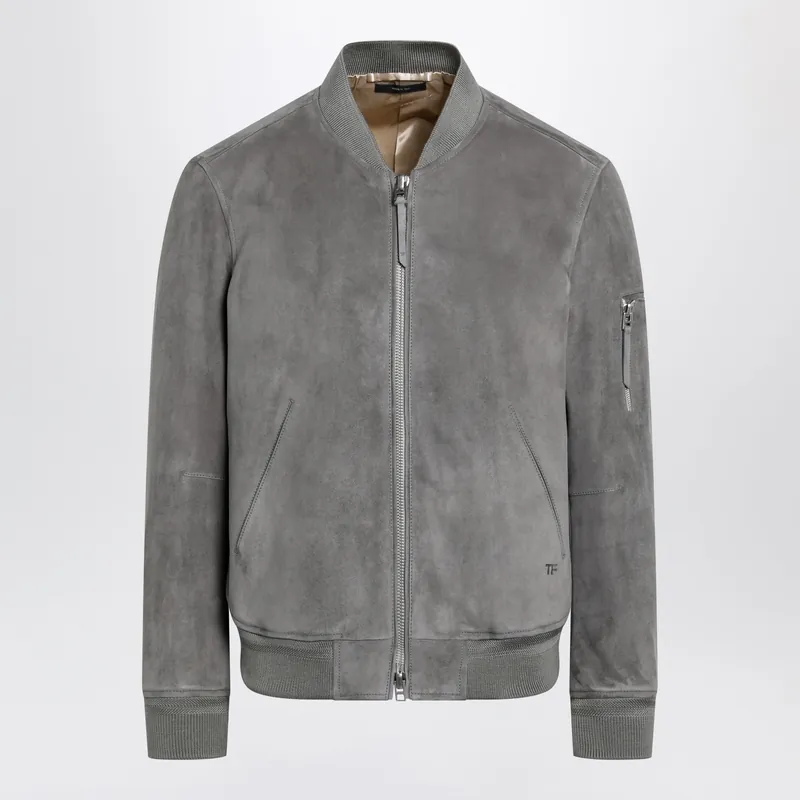 Titanium Suede Bomber Jacket In Lamb Leather - Tom Ford