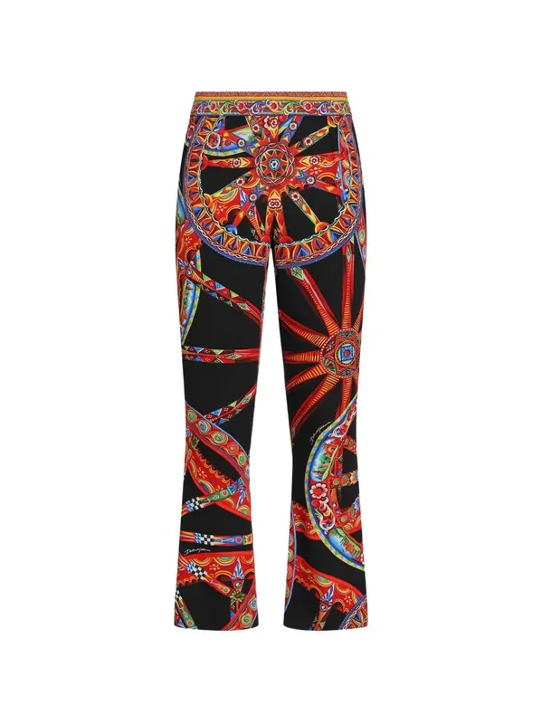 Carretti Print Silk Trousers - Dolce & Gabbana
