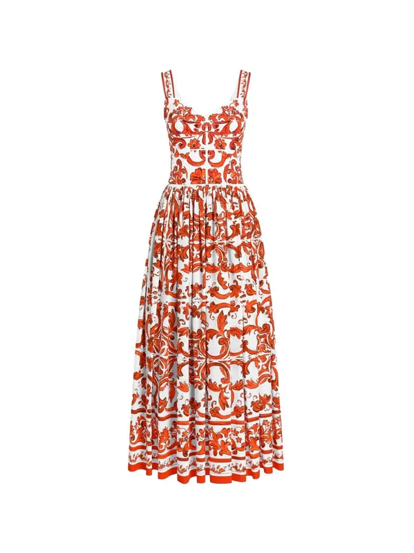 Maiolica Print Cotton Dress - Dolce & Gabbana