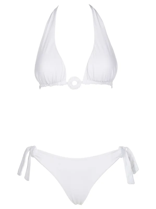 Ruffled Triangle Bikini With Ring - Fisico