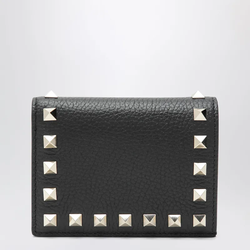 Black Rockstud Leather Wallet - Valentino Garavani