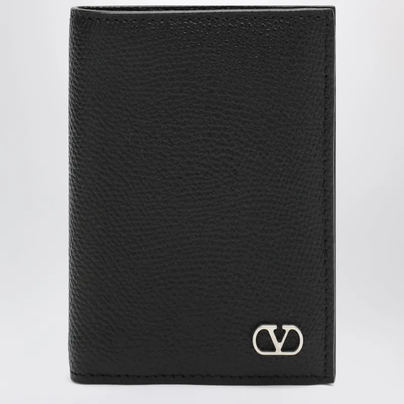 Black Vlogo Grained Leather Card Holder - Valentino Garavani