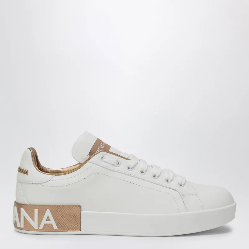 White/Gold Portofino Sneakers - Dolce & Gabbana