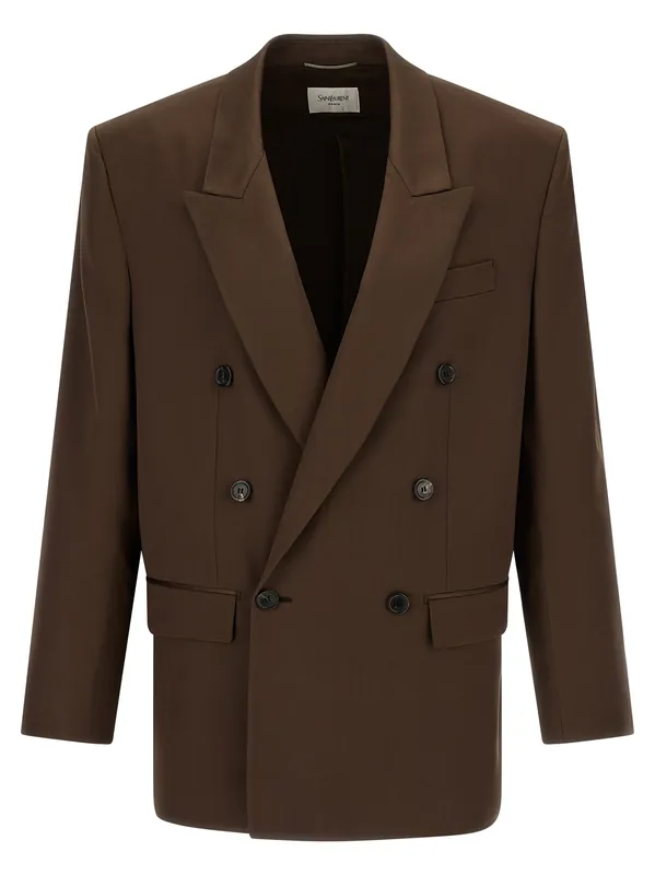 Satin Blazer Brown - Saint Laurent