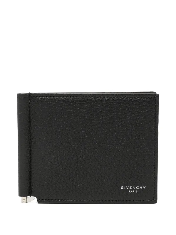 Leather Bi-Fold Card Case With Bill Clip