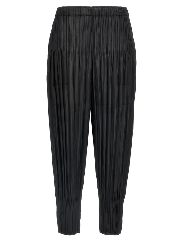 Fluffy Basics Pants Black - Pleats Please Issey Miyake