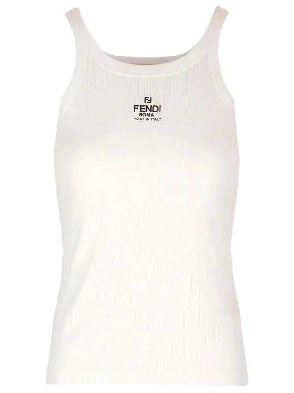 Fendi Ribs Top With Logo Embroidery