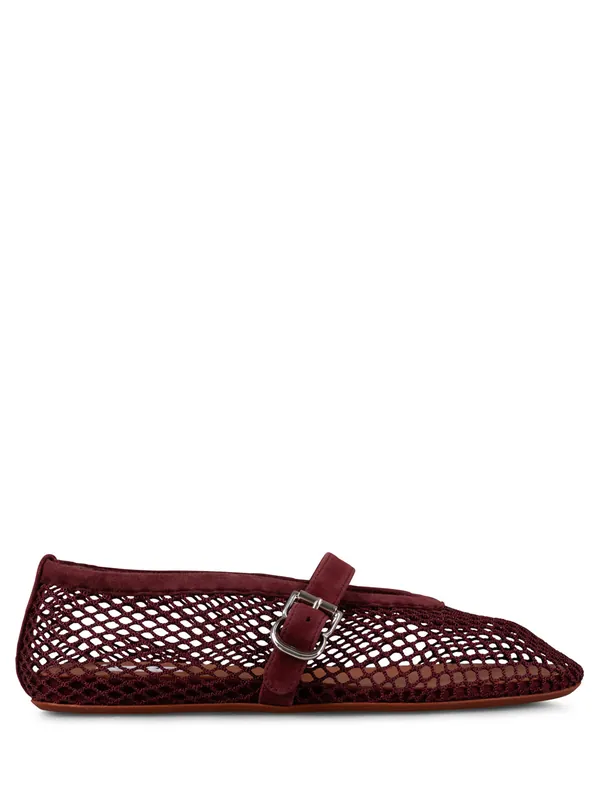 Suede Ballet Flats In Fishnet - Alaïa