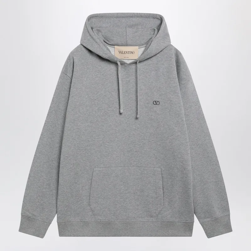 Mélange Gray Hoodie With Vlogo Embroidery - Valentino Garavani