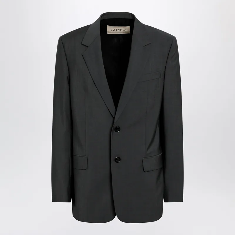 Single-Breasted Wool And Mohair Jacket In Black