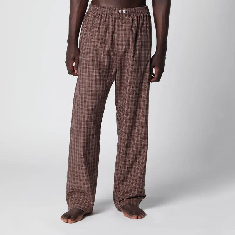 Serra-Colored Cotton Pajama Pants With Check Pattern
