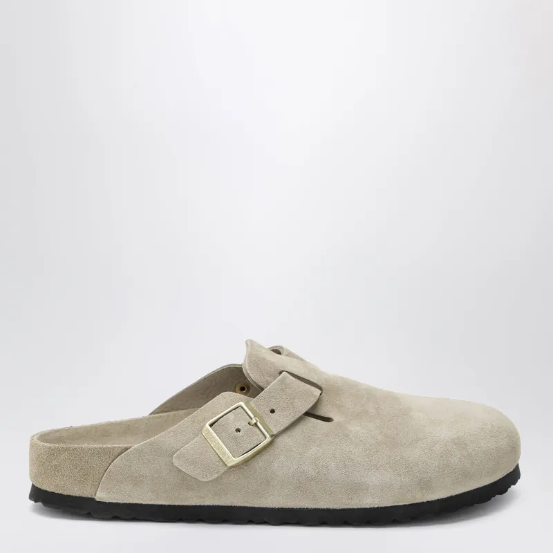 Boston Exquisite Suede Clogs In Taupe - Birkenstock