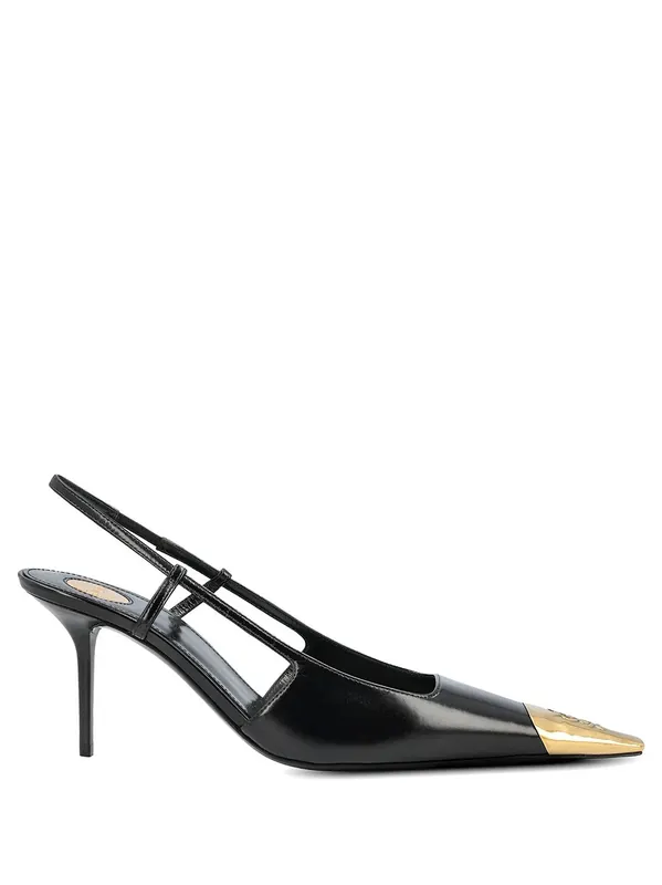 Jeanne 75 Slingback Pumps In Smooth Leather - Saint Laurent