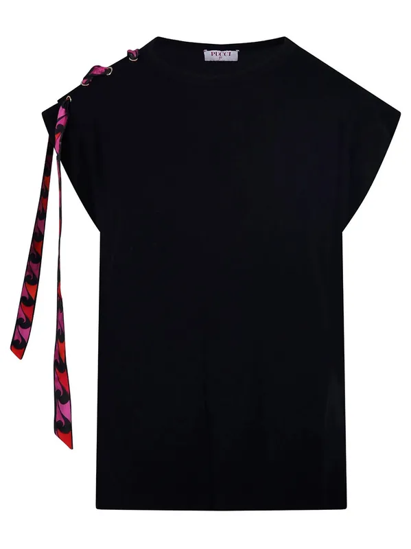 Foulard-Detail Viscose T-Shirt