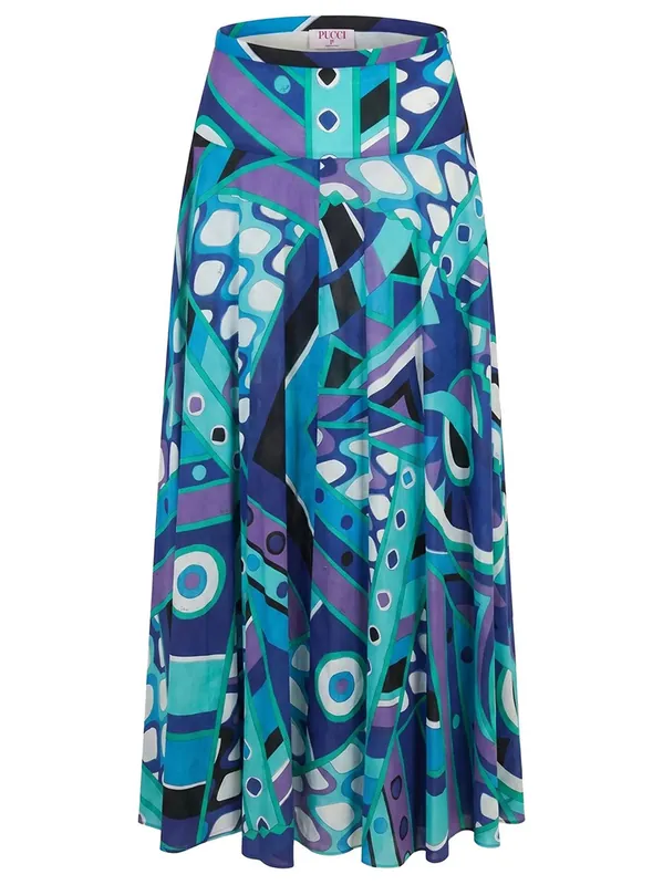 Vivara Print Long Cotton Skirt - Pucci