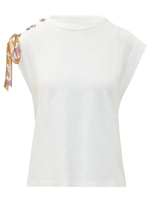 Foulard-Detail Viscose T-Shirt