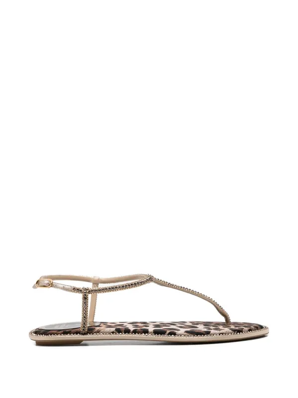 Diana Leather Flat Sandals - Rene' Caovilla