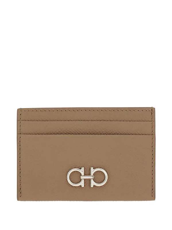 Gancini Grained Leather Card Holder - Ferragamo