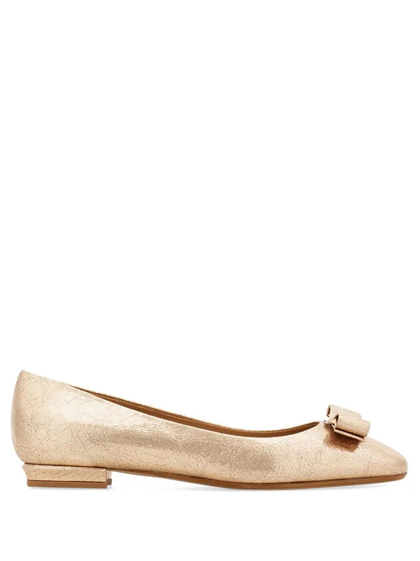 Vara Bow CraquelÉ Finish Leather Ballerinas - Ferragamo