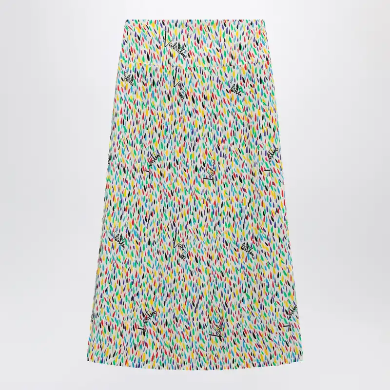 Multicolored Pleated Silk Midi Skirt - Valentino Garavani