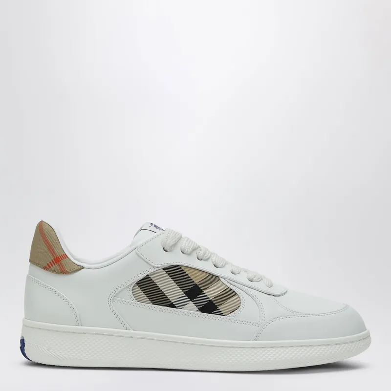 White Leather Sneaker Terrace And Check - Burberry