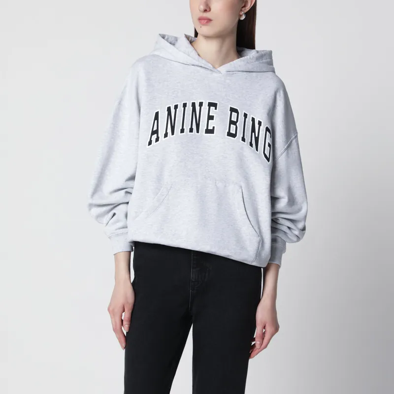 Harvey New Classic Oversized Cotton Hoodie In Grey - Anine Bing
