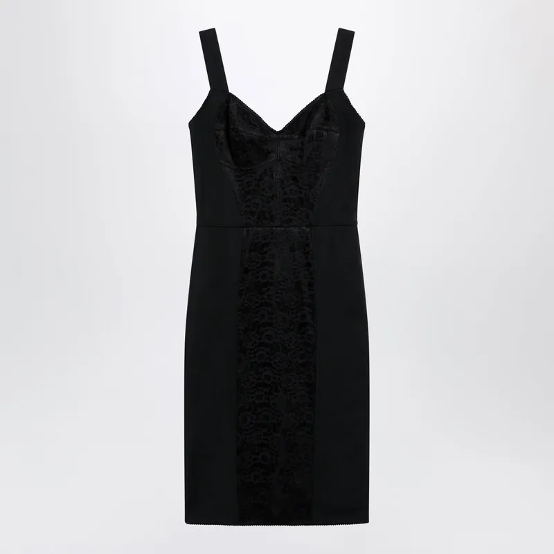 Black Sheath Dress With Lace Details - Dolce & Gabbana