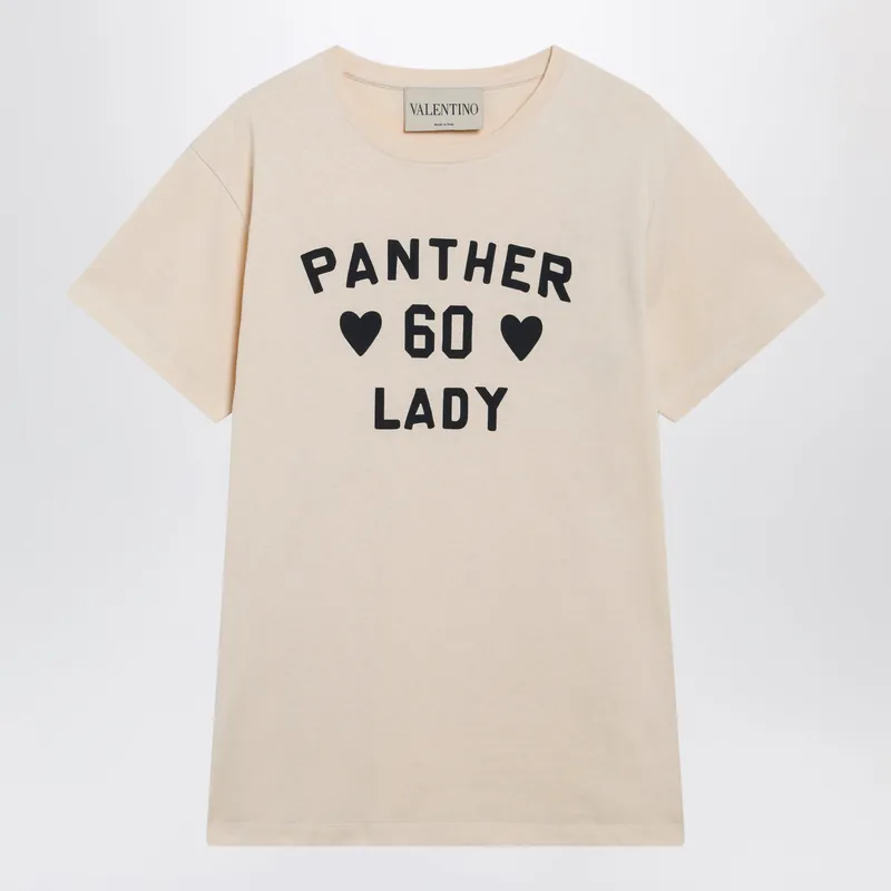 Panther Lady Cotton Jersey T-Shirt In Birch/Black