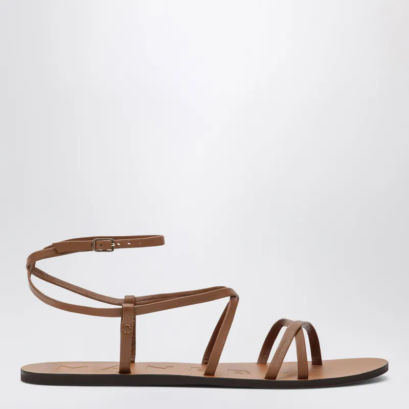 Cuoio Smooth Leather Crossover Sandals - Manebí