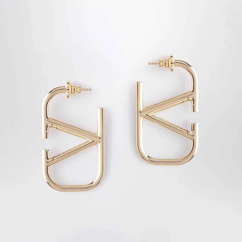 V Logo Signature Earrings In Gold-Tone Metal