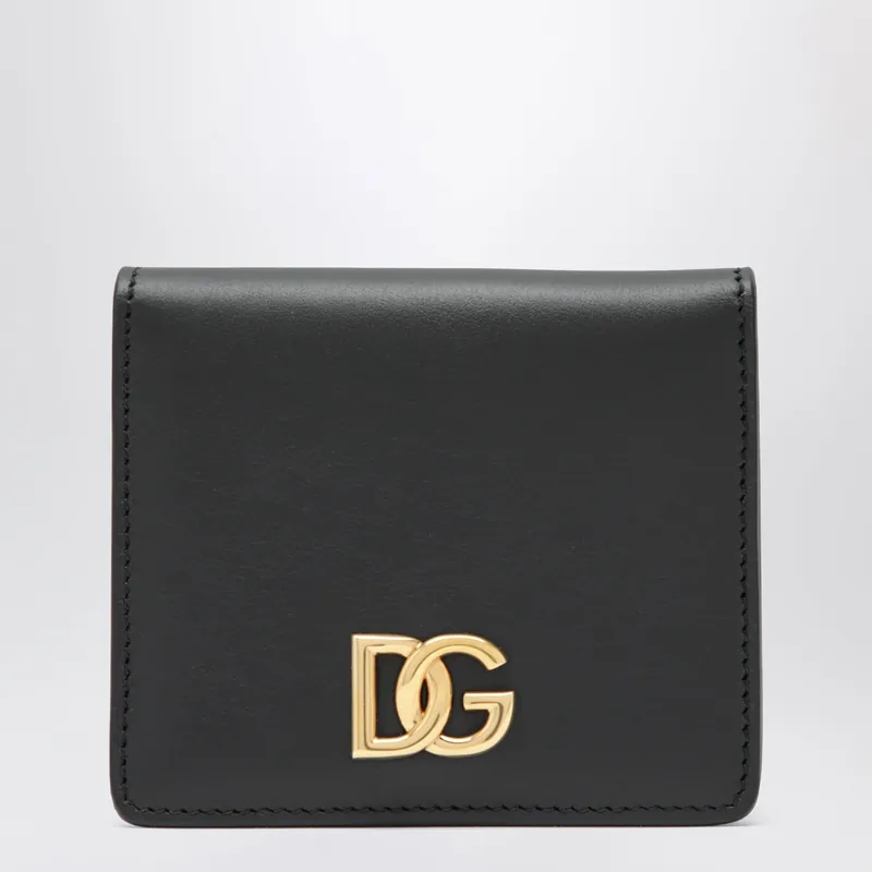 Black Leather Wallet With Dg Logo - Dolce & Gabbana