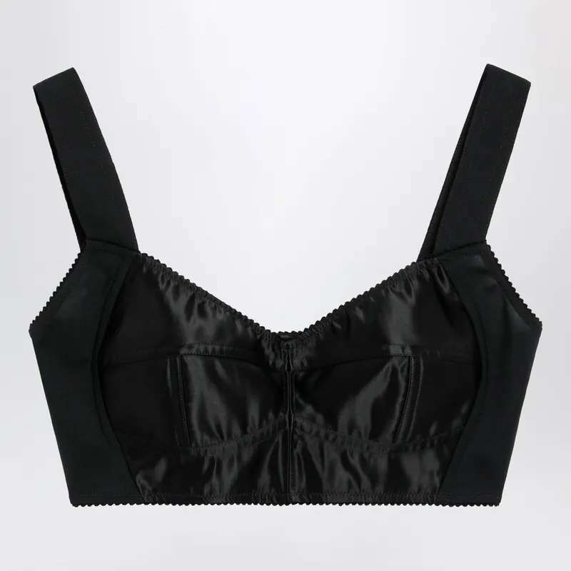 Satin Corset-Style Crop Bustier In Black