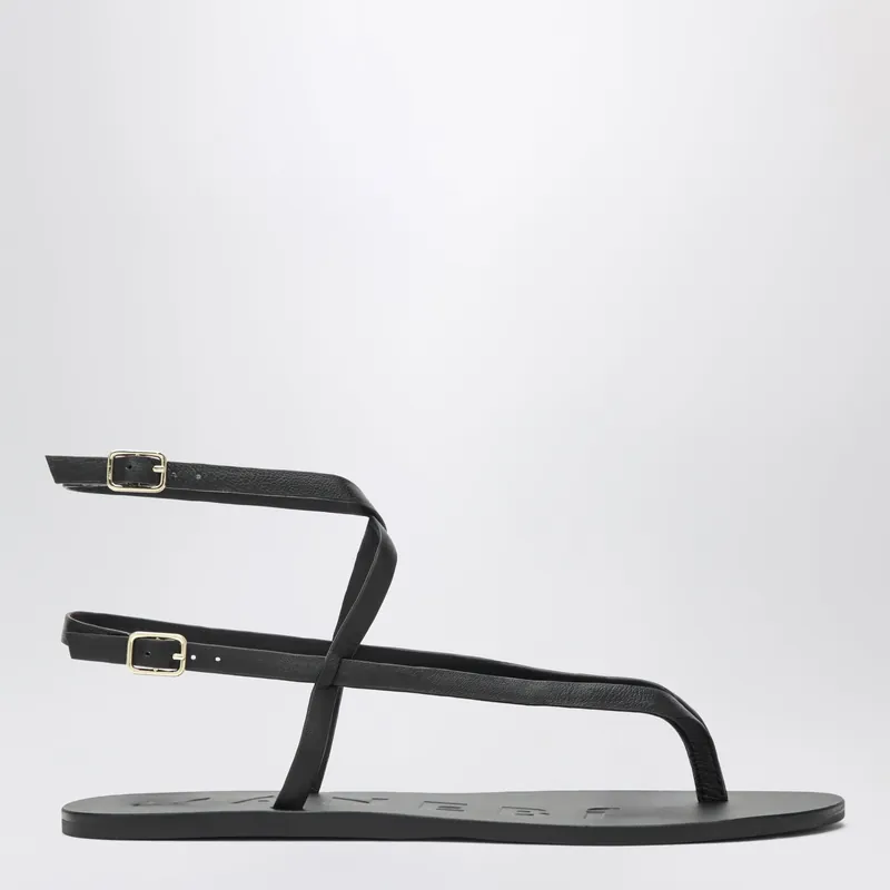 Black Smooth Leather Crossover Sandals - Manebí