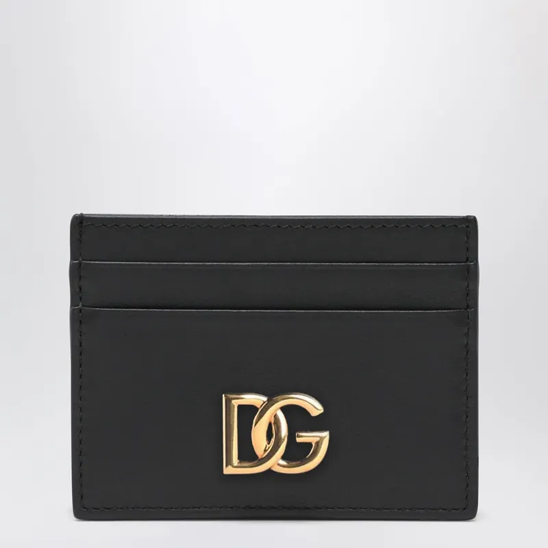 Black Leather Card Holder With Dg Logo - Dolce & Gabbana