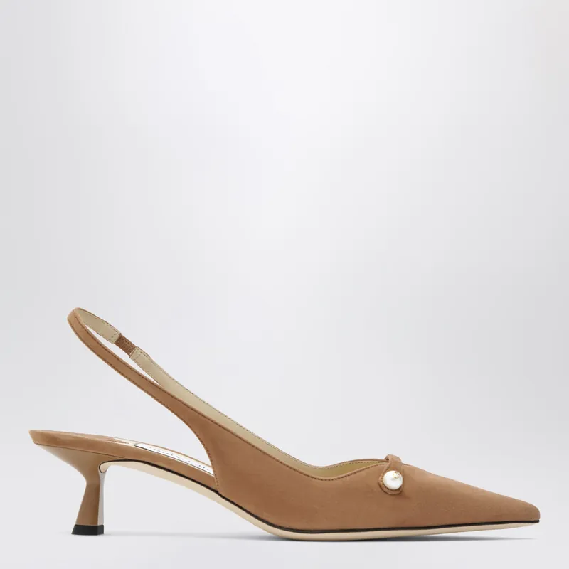 Amita 45 Slingbacks In Toffee Suede - Jimmy Choo