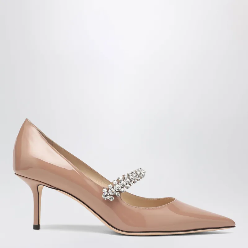 Bing Crystal-Strap Patent Leather Pumps In Ballet Pink