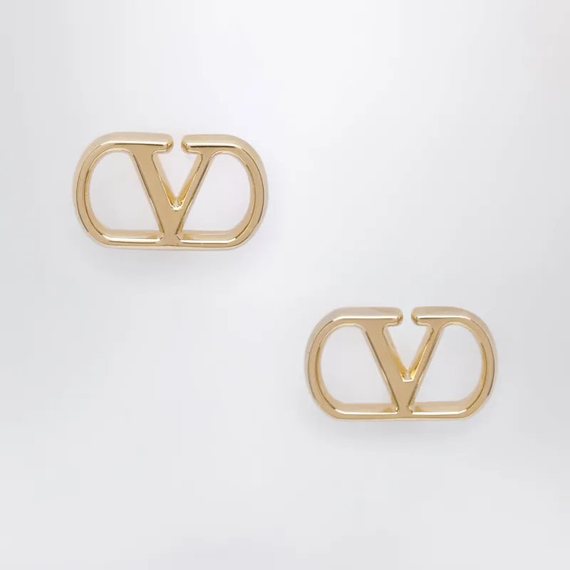 V Logo Signature Earrings In Gold-Tone Metal