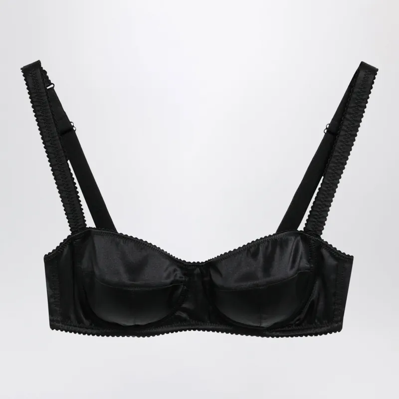 Balconette Bra In Stretch Silk Satin, Black - Dolce & Gabbana