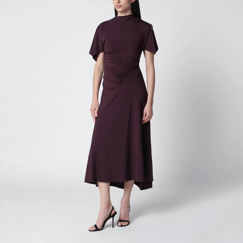 Blackcurrant Black Draped Midi Dress - Victoria Beckham