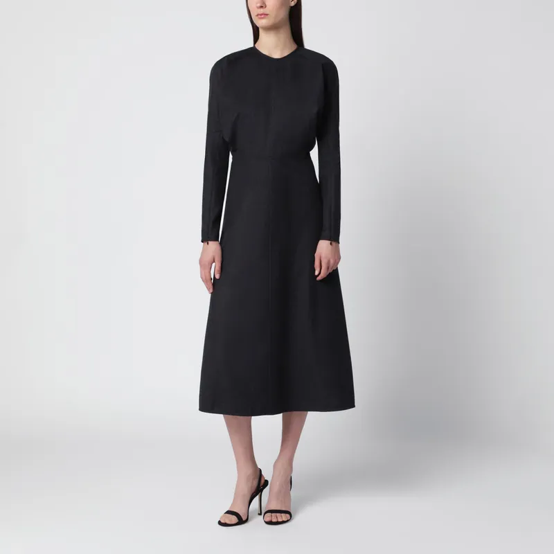 Doman Virgin Wool Dress In Dark Grey Mélange - Victoria Beckham