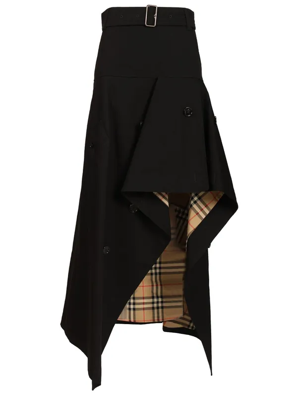 Asymmetrical Trench Skirt Skirts Black - Burberry