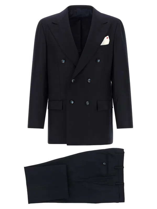 Virgin Wool And Cashmere Dress Suits Blue - Kiton