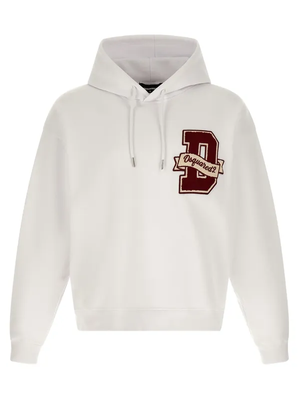 Logo Patch Hoodie Sweatshirt White - Dsquared2