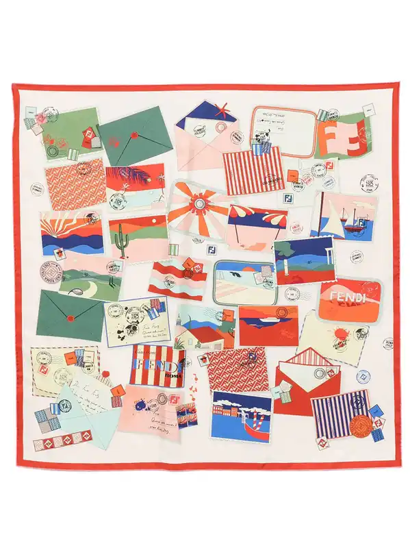 Multicolor Printed Silk Scarf - Fendi